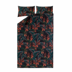 Voodipesukomplekt Domoletti Night Pam, must v./punane v., 50 x 70 cm, 160 x 200 cm, 3 tk