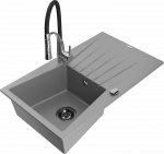 K&ouml;&ouml;givalamu koos kraaniga Mexen Cesar, graniit, 77.5 cm x 47 cm x 20 cm, grey+black/chrome