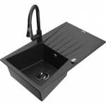 K&ouml;&ouml;givalamu koos kraaniga Mexen Cesar, graniit, 77.5 cm x 47 cm x 19 cm, metallic black/silver+black