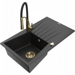 K&ouml;&ouml;givalamu koos kraaniga Mexen Cesar, graniit, 77.5 cm x 47 cm x 19 cm, metallic black/silver+black/gold v.