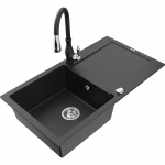 K&ouml;&ouml;givalamu koos kraaniga Mexen Leo, graniit, 90 cm x 50 cm x 19 cm, metallic black/silver+black