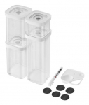 Kuivaine konteiner, komplekt Zwilling Fresh & Save Cube, 0.320 - 1.7 l, l&auml;bipaistev v./valge v.