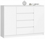 Kummut Akord Furniture Factory K140 2D 4SZ, valge matt v., 99 cm x 138.4 cm x 40 cm