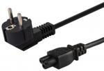 Juhe Savio IEC C5 / Schuko IEC320 C5, Schuko, 1.2 m, must v.