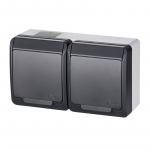 Pistikupesa 2-ne Elektro-Plast Hermes 0325-07, maandusega, IP44, antratsiit/valge