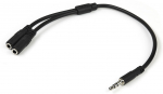Adapter StarTech MUY1MFFS 3.5 mm male, 2 x 3.5 mm female, 0.2 m, must v.
