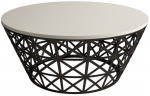 Kohvilaud Kalune Design Stil Metal Ferforje, must v./kreemjasvalge, 90 cm x 90 cm x 38 cm