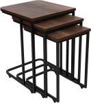 Kohvilaudade komplekt Kalune Design Ce Metal Zigon 9401, must v./p&auml;hklipuu v., 46 cm x 41 cm x 59 cm, 3 tk