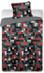 Voodipesukomplekt POW-143, must v./punane v./hall v., 70 x 90 cm, 140 x 200 cm