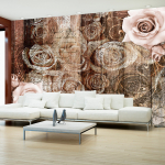 Fototapeet Artgeist Old Wood & Roses, 70 cm x 100 cm