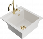 K&ouml;&ouml;givalamu koos kraaniga Mexen Vito, vaik/graniit, 52 cm x 49 cm x 21 cm, kuldne/valge