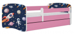 Lastevoodi Kocot Kids Cosmos, sinine v./valge v./roosa v., 80 x 160 cm, ilma voodipesukastita, madratsiga