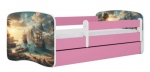 Lastevoodi Kocot Kids Ship, valge v./roosa v., 80 x 160 cm, ilma voodipesukastita, ilma madratsita