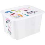 Kaanega hoiukarp, m&auml;nguasjade jaoks Keeeper Karolina "Peppa Pig", 30 l, l&auml;bipaistev/mitmev&auml;rviline, 45 x 27 x 35 cm