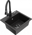 K&ouml;&ouml;givalamu koos kraaniga Mexen Milo, graniit, 43.5 cm x 41 cm x 17.1 cm, metallic black/silver+black