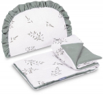 Vankri voodipesukomplekt Sensillo Muslin Twig, valge v./roheline v., 2 tk