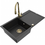 K&ouml;&ouml;givalamu koos kraaniga Mexen Leo, graniit, 90 cm x 50 cm x 19 cm, metallic black/silver+gold