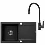 K&ouml;&ouml;givalamu koos kraaniga Invena Tesalia + Joga Plus, messing/graniit, 76 cm x 44 cm x 16 cm, must/kroom