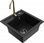 K&ouml;&ouml;givalamu koos kraaniga Mexen Vito, graniit, 49 cm x 52 cm x 21 cm, kuldne/must/kroom