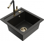 K&ouml;&ouml;givalamu koos kraaniga Mexen Vito, graniit, 49 cm x 52 cm x 21 cm, metallic black / gold