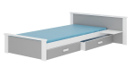 Lastevoodi ADRK Aldex Shelf, valge v./hall v., 80 x 180 cm, voodipesu kastiga, madratsiga