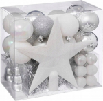 J&otilde;ulupuu m&auml;nguasjade komplekt F&eacute;&eacute;ric Lights and Christmas, valge v./h&otilde;be v., 3 - 6 cm, plastik, 44 tk