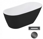 Vann, teisaldatav Besco Melody Black&White, 170 cm x 80 cm x 72 cm, ovaalne, valge/must