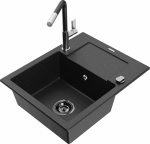 K&ouml;&ouml;givalamu koos kraaniga Mexen Enzo, vaik/graniit, 57.6 cm x 46.5 cm x 17.4 cm, h&otilde;be/must