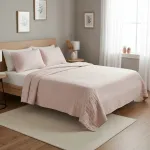 Voodikate Domoletti Washed, heleroosa v., 220 cm x 220 cm