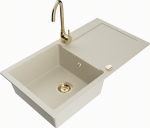 K&ouml;&ouml;givalamu koos kraaniga Mexen Leo, graniit, 90 cm x 50 cm x 19 cm, kuldne/pruunikas