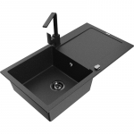 K&ouml;&ouml;givalamu koos kraaniga Mexen Leo, graniit, 90 cm x 50 cm x 19 cm, metallic black/silver+black