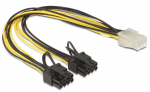 Juhe Delock ATX 8pin / Molex PCI 6 pin female, PCI Express 8 pin male x 2, 0.3 m, kollane v.