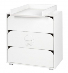 Arendusplaadiga kummut Klups Nel Chmurka, 81 cm x 45 cm, valge v.