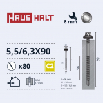 Isekeermestavad kruvid Haushalt DIN 7504K, 6.3 mm x 90 mm, 80 tk