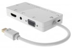 Adapter MicroConnect Mini DP - DVI/HDMI/VGA/Audio MDPDVIHDMIVGAAA Mini DisplayPort male, DVI/HDMI/VGA/Audio female, valge v.