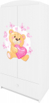 Laste riidekapp Kocot Kids Babydreams Teddybear Butterflies, valge v., 90 cm x 52 cm x 175.5 cm