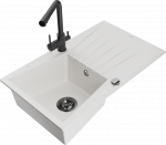 K&ouml;&ouml;givalamu koos kraaniga Mexen Cesar Duero, graniit, 77.5 cm x 47 cm x 20 cm, valge/must