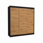 Riidekapp ADRK Megan, tamm v./must v., 58 cm x 200 cm x 215 cm