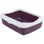 Raamiga kassitualett Trixie Classic, valge/violetne, suletud, 48 cm x 37 cm x 15 cm