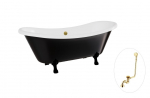 Vann, teisaldatav Besco Amelia B&W, 190 cm x 77 cm x 69 cm, ovaalne, kuldne/valge