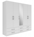 Riidekapp Herford, valge v., 54 cm x 226 cm x 210 cm, peegliga