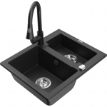 K&ouml;&ouml;givalamu koos kraaniga Mexen Carlos, graniit, 58.2 cm x 47.5 cm x 17.7 cm, metallic black/silver+black