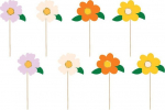 Dekoratsioon, komplekt Party Deco Flowers, mitmev&auml;rviline, 13 cm, 8 tk