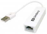 Adapter Sandberg USB to RJ45 USB 2.0 A male, RJ-45 female, valge v.