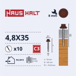 Isekeermestavad kruvid Haushalt, 4.8 mm x 35 mm, 10 tk
