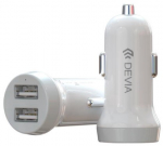 Auto laadija Devia Smart Series, 2 x USB, valge