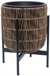 Lillepott Home4you Wicker 38113, plastik/metall, hele pruun v.