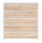 Kummut Kaspian S128-KOM6S-BI/DSO, valge v./sonoma tamm v., 112 cm x 40 cm x 104.5 cm