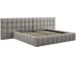 Voodi kahekohaline Micadoni Home Mamaia Velvet Double Headboard, 200 x 200 cm, helehall v., ilma madratsita, p&otilde;hjalippidega