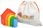 Arendav m&auml;ng Wood&Joy Stacking Toy Rainbow House, 12 cm, mitmev&auml;rviline, 5 tk